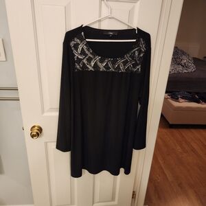 Elegant Black Long Sleeve Sequined Top Women's Size 3X